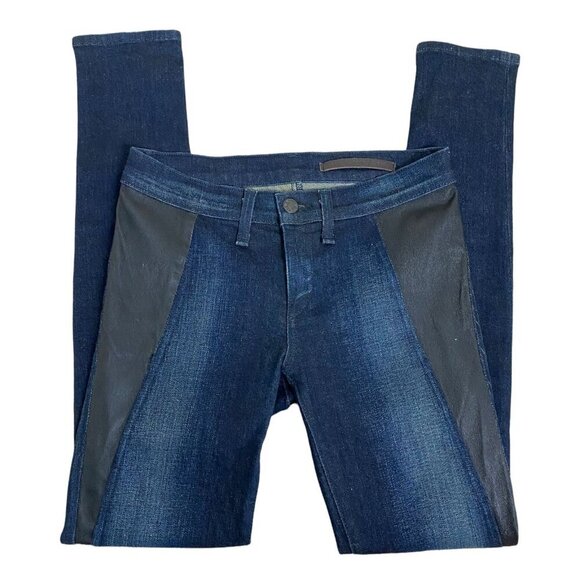 Rag & Bone The Skinny Leather Panel Jeans Plymouth Women's Size 26 - Picture 2 of 9